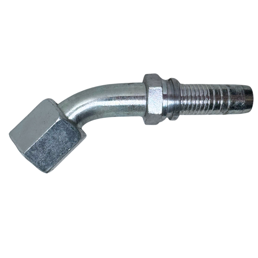 A-0808-FJ45 : Alfagomma 45-Degree Steel Fitting Insert, 1/2 (-08) Hose x 3/4-16 (-08) Female JIC Swivel