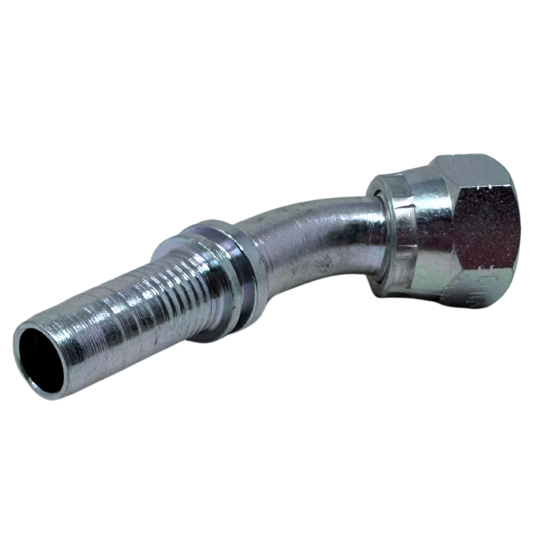 A-0808-FO45 : Alfagomma 45-Degree Steel Fitting Insert, 1/2 (-08) Hose x 13/16-16 (-08) Female ORFS Swivel