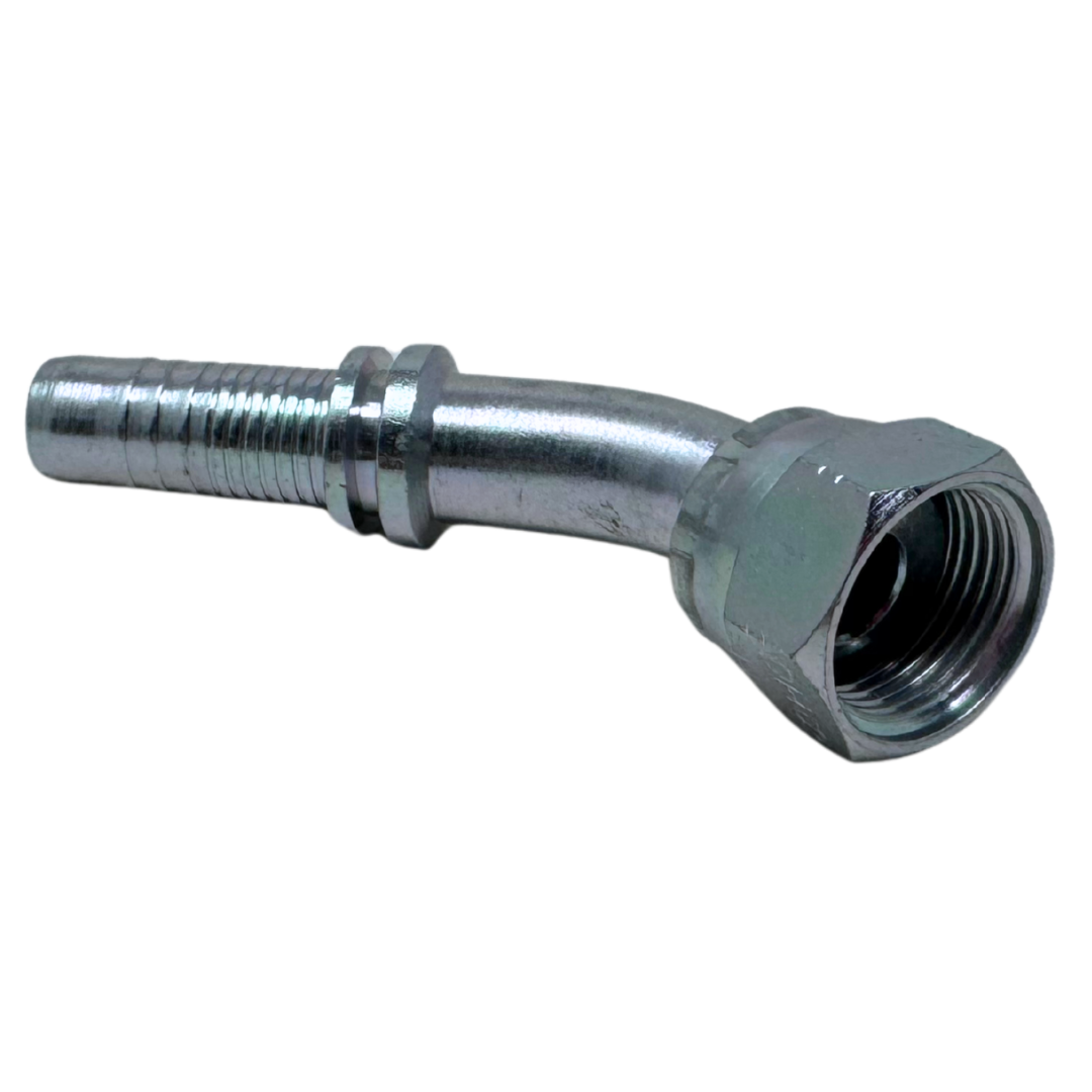 A-0808-FO45 : Alfagomma 45-Degree Steel Fitting Insert, 1/2 (-08) Hose x 13/16-16 (-08) Female ORFS Swivel