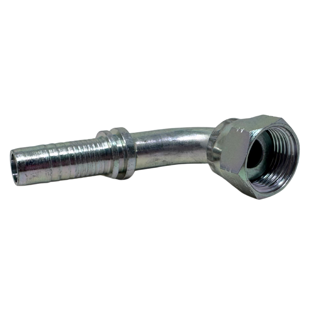 A-0808-FO9S : Alfagomma 90-Degree Steel Fitting Insert, 1/2 (-08) Hose x 13/16-16 (-08) Female ORFS Swivel Short Drop