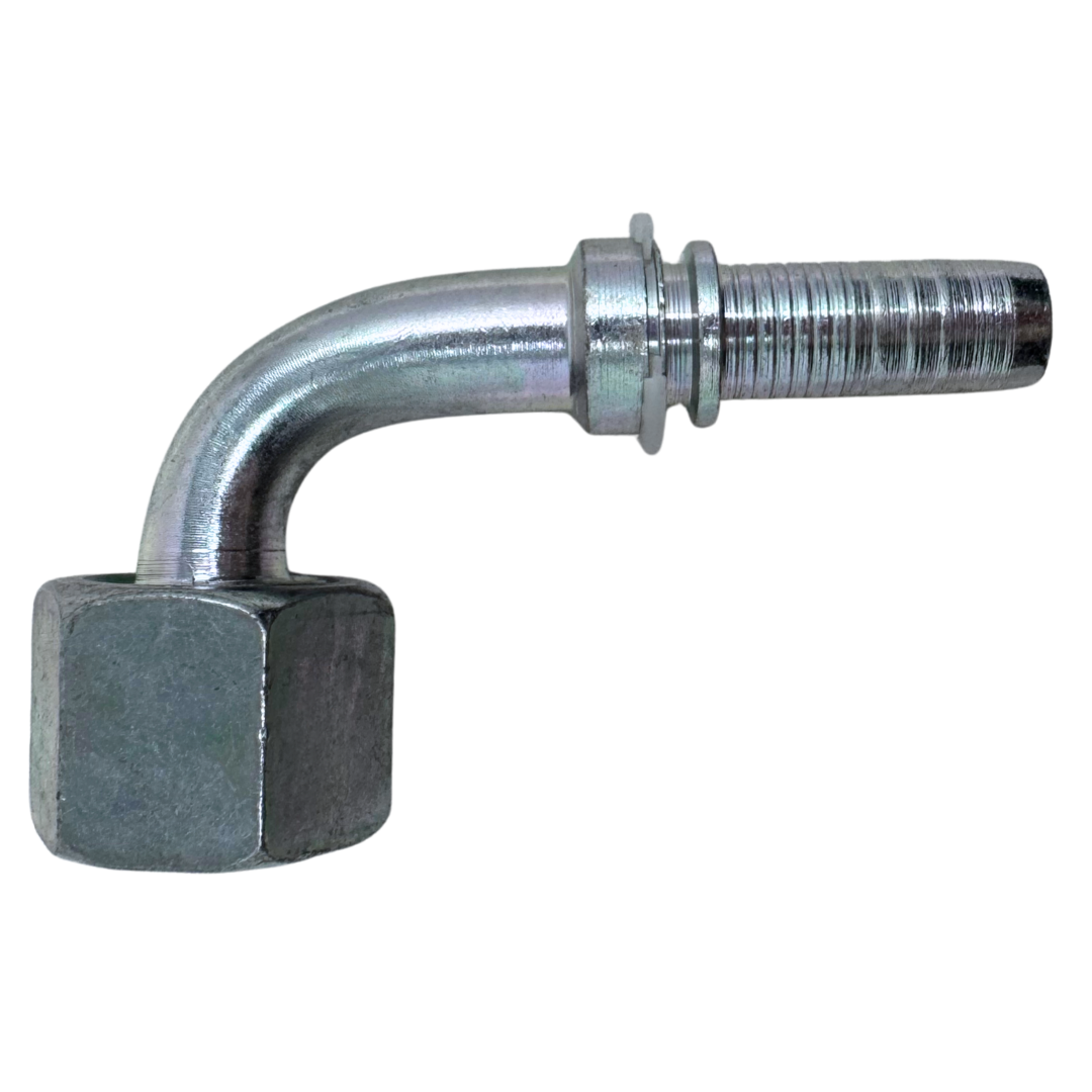 A-0810-FO9S : Alfagomma 90-Degree Steel Fitting Insert, 1/2 (-08) Hose x 1-14 (-10) Female ORFS Swivel Short Drop