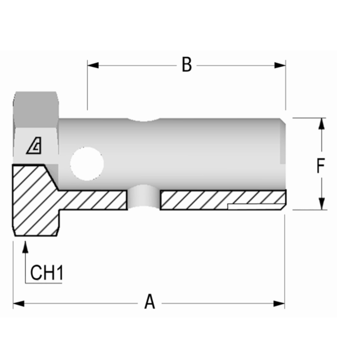 BBOLT-06 : Alfagomma Straight Steel Fitting Insert, 3/8-19 (-06) BSPP Bolt