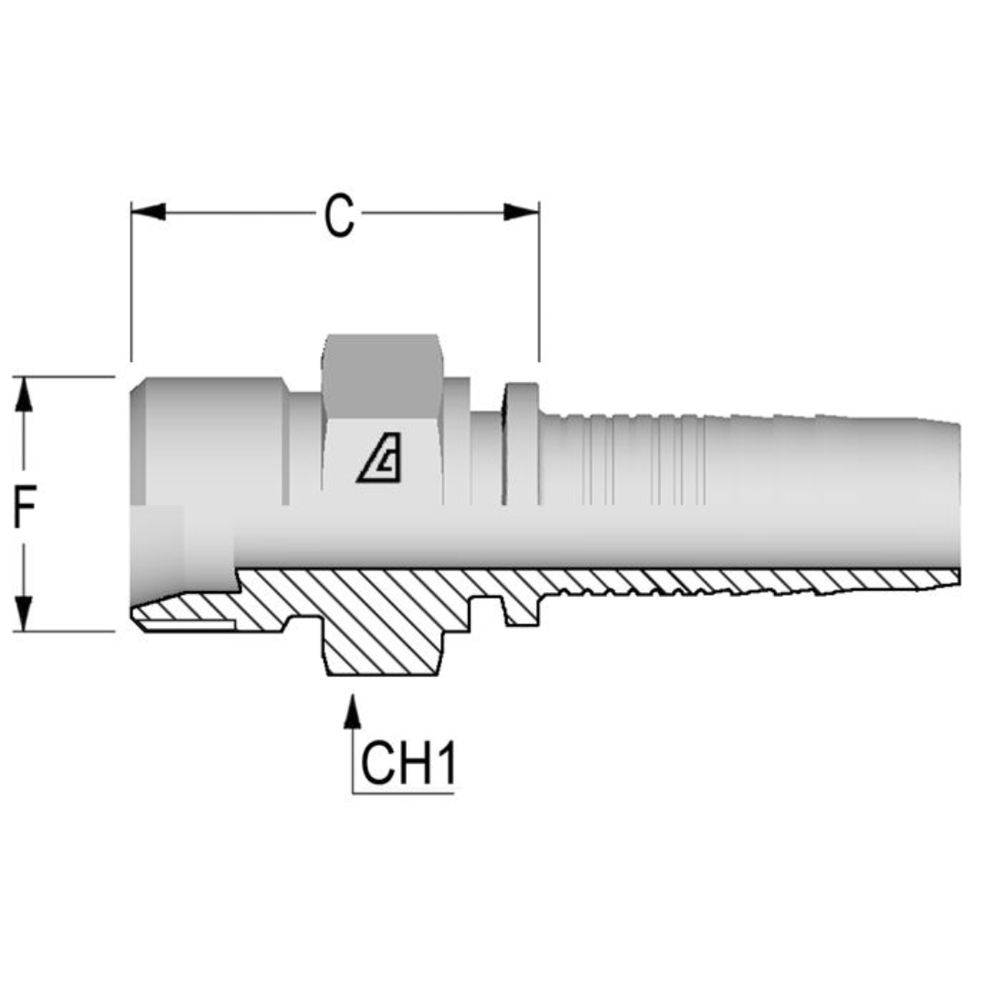 A-0506-BTTF : Alfagomma Straight Steel Fitting Insert, 5/16 (-05) Hose x 9/16-18 (-06) Bite Type Tube Fitting