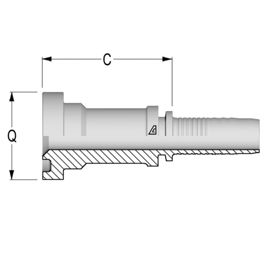 A-3232-C62S : Alfagomma Straight Steel Fitting Insert, 2 (-32) Hose x 2 (-32) Code 62 Flange, 6000psi