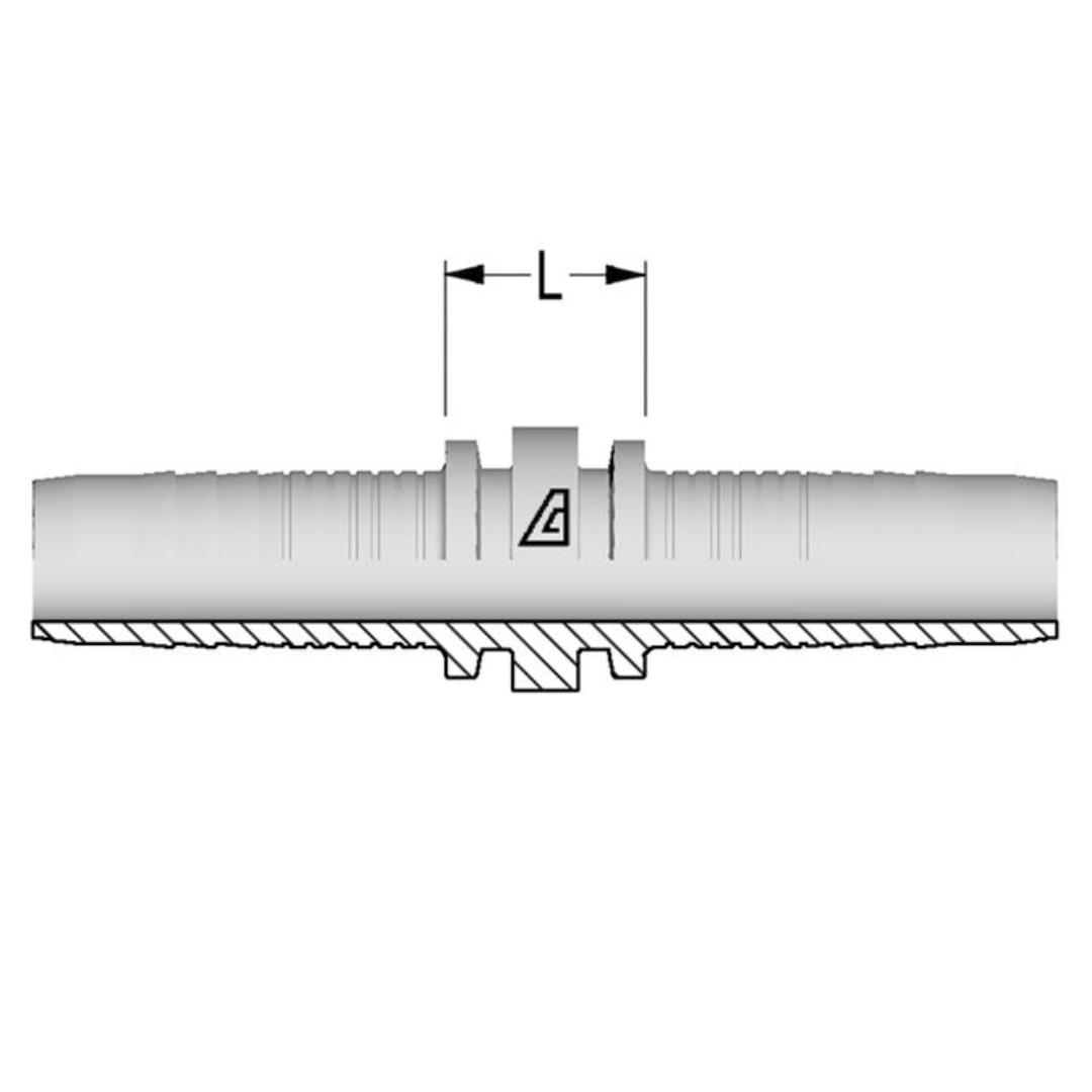 A-0808-HMEN : Alfagomma Straight Steel Hose Mender Insert, 1/2 (-08) Hose x 1/2 (-08) Hose