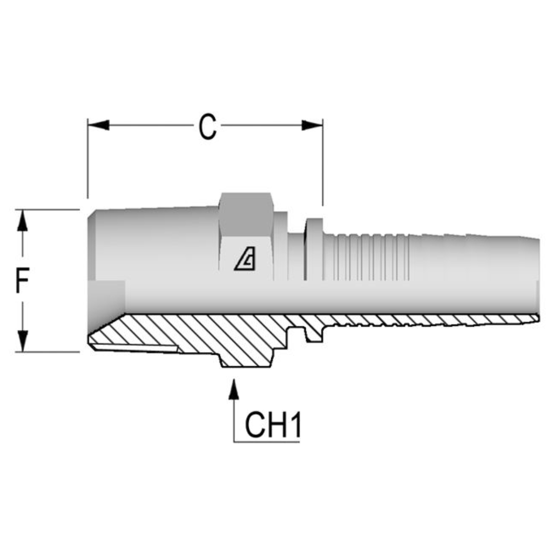A-1012-MBPT : Alfagomma Straight Steel Fitting Insert, 5/8 (-10) Hose x 3/4-14 (-12) Male BSPT/JIS