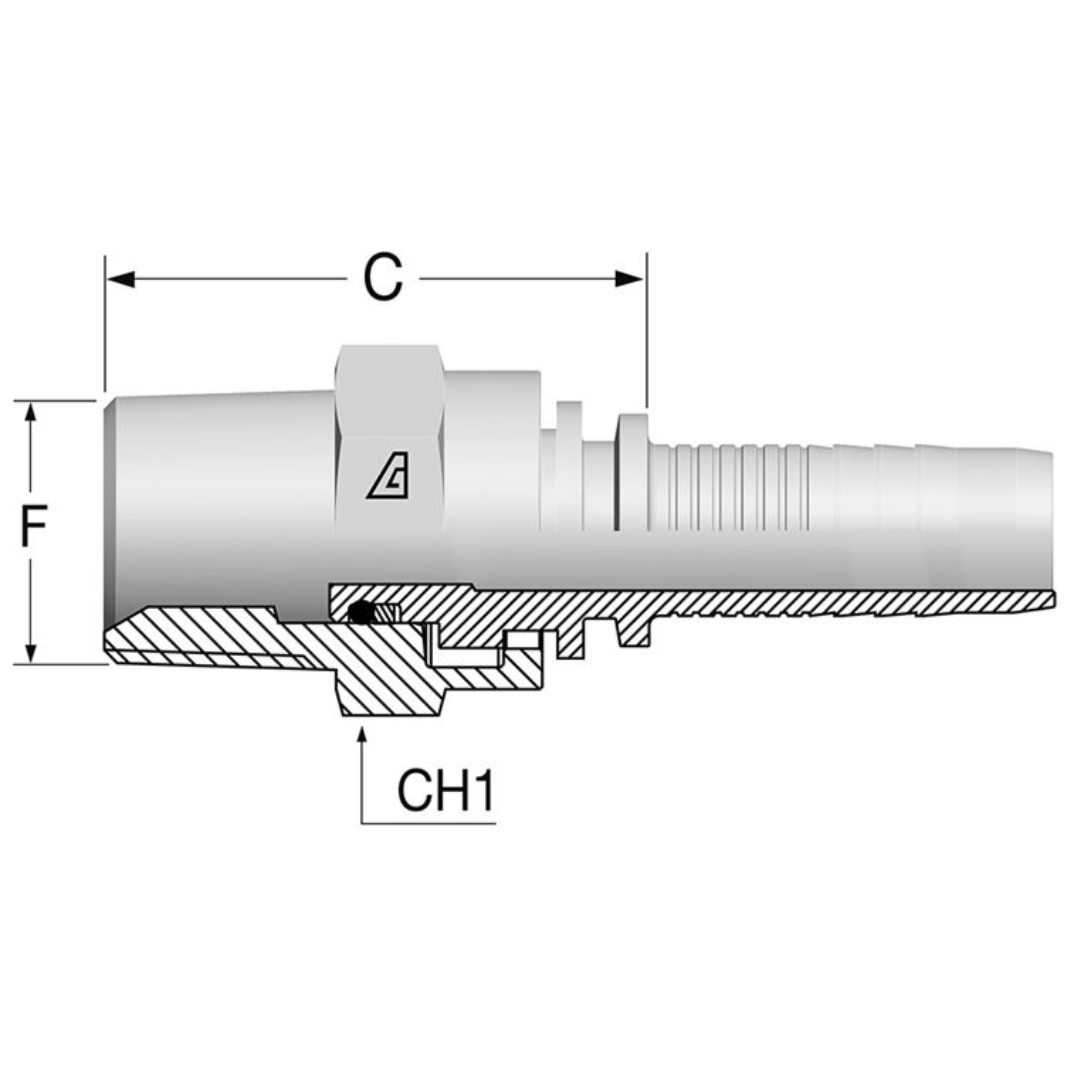 A-0404-MNPS : Alfagomma Straight Steel Fitting, 1/4 (-04) Hose x 1/4-18 (-04) Male NPTF Swivel