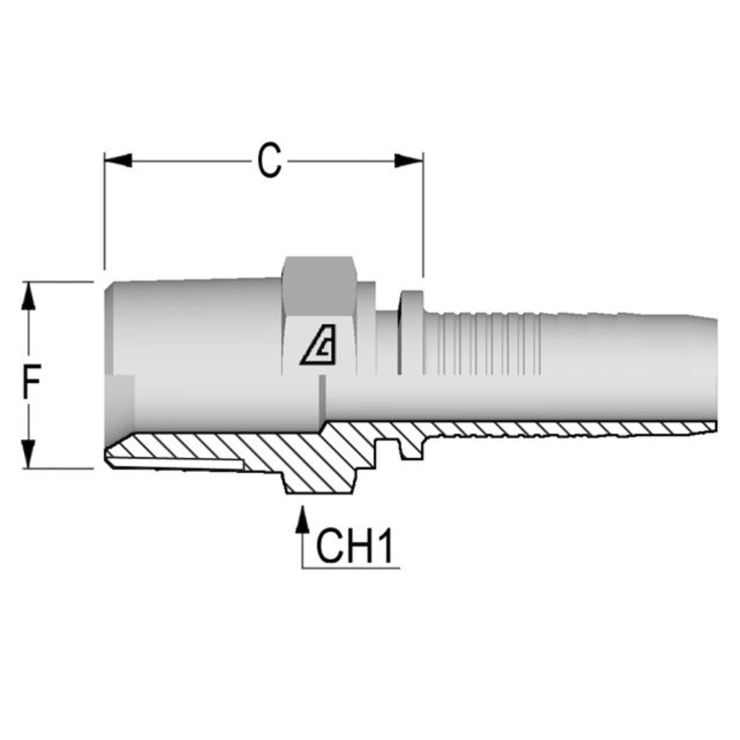 A-3232-MNPT : Alfagomma Straight Steel Fitting, 2 (-32) Hose x 2-11 1/2 (-32) Male NPTF