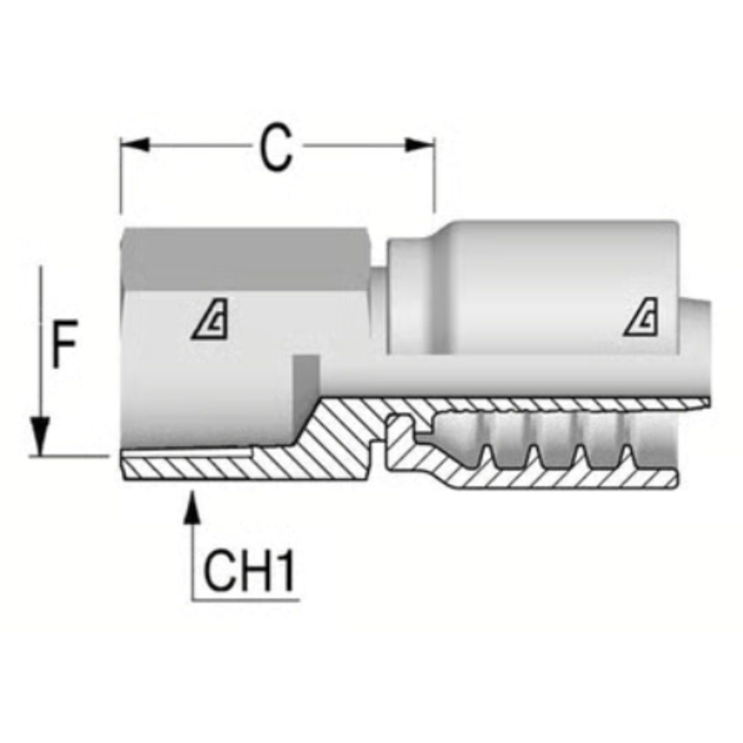 B-0404-FNPR : Alfagomma Straight Steel Fitting, 1/4 (-04) Hose x 1/4-18 (-04) Female NPTF