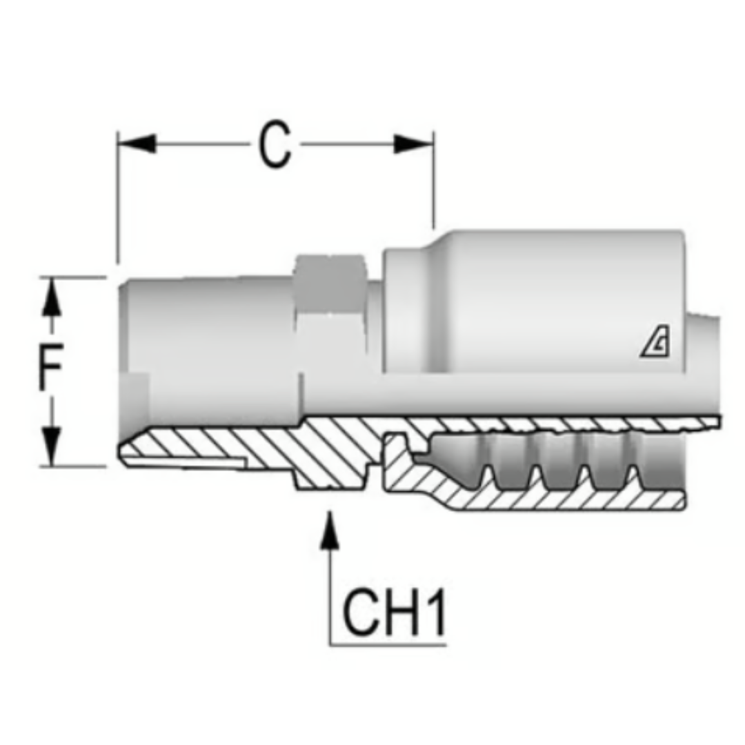 B-1620-MNPT : Alfagomma Straight Steel Fitting, 1 (-16) Hose x 1 1/4-11 1/2 (-20) Male NPTF