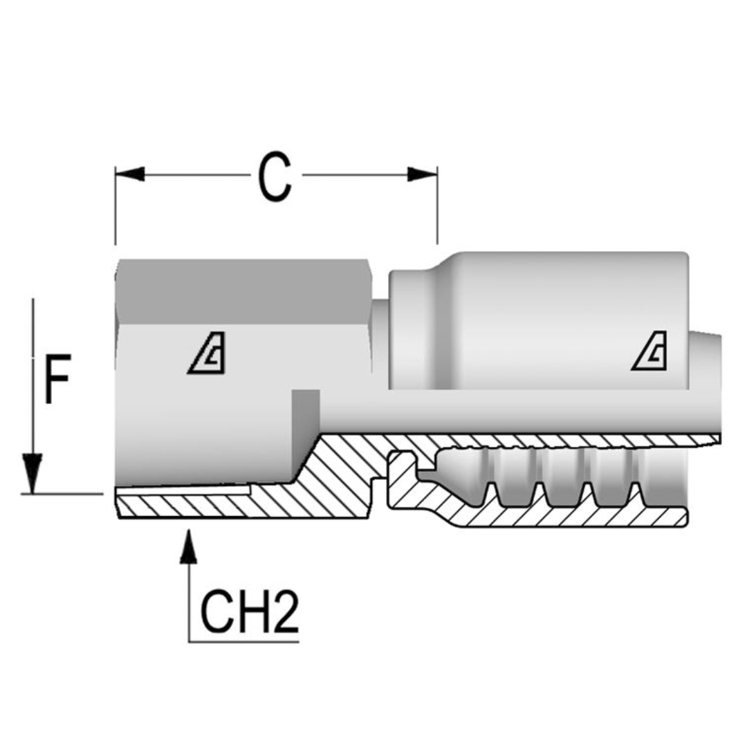 D-1212-FNPR : Alfagomma Straight Steel Fitting, 3/4 (-12) Hose x 3/4-14 (-12) Female NPTF