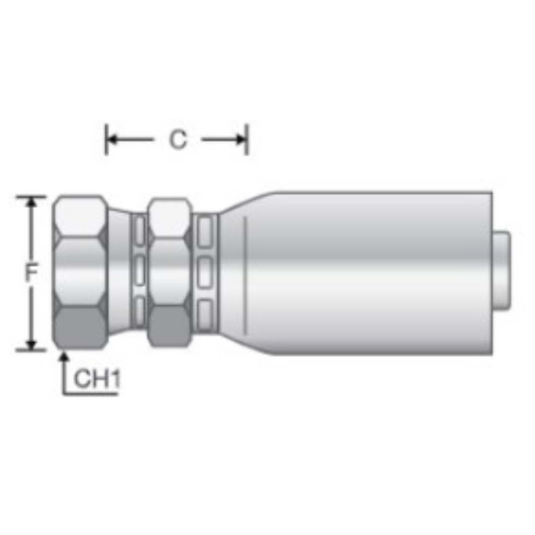 P-0204-FJDH : Alfagomma Straight Steel Fitting, 1/8 (-02) Hose x 7/16-20 (-04) Female JIC