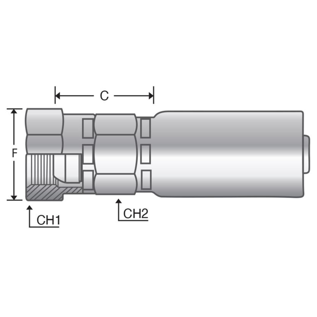 P-0404-FPMS : Alfagomma Straight Steel Fitting, 1/4 (-04) Hose x 1/4-18 (-04) Female NPSM Swivel