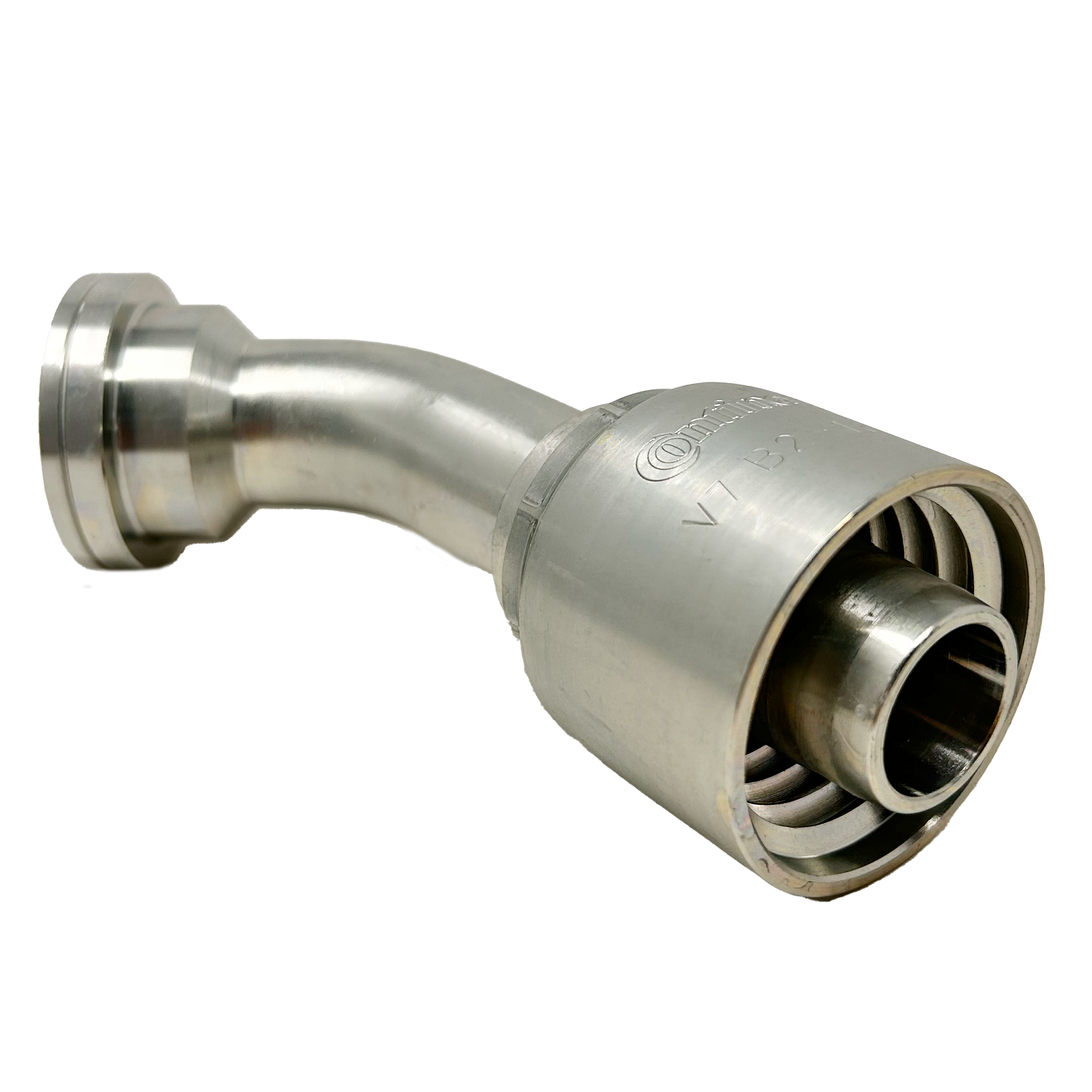 B2-FH45-2020: Continental Hose Fitting, 1.25 (1-1/4") Hose ID x 1.25 (1-1/4") Code 62, 45-Degree Connection