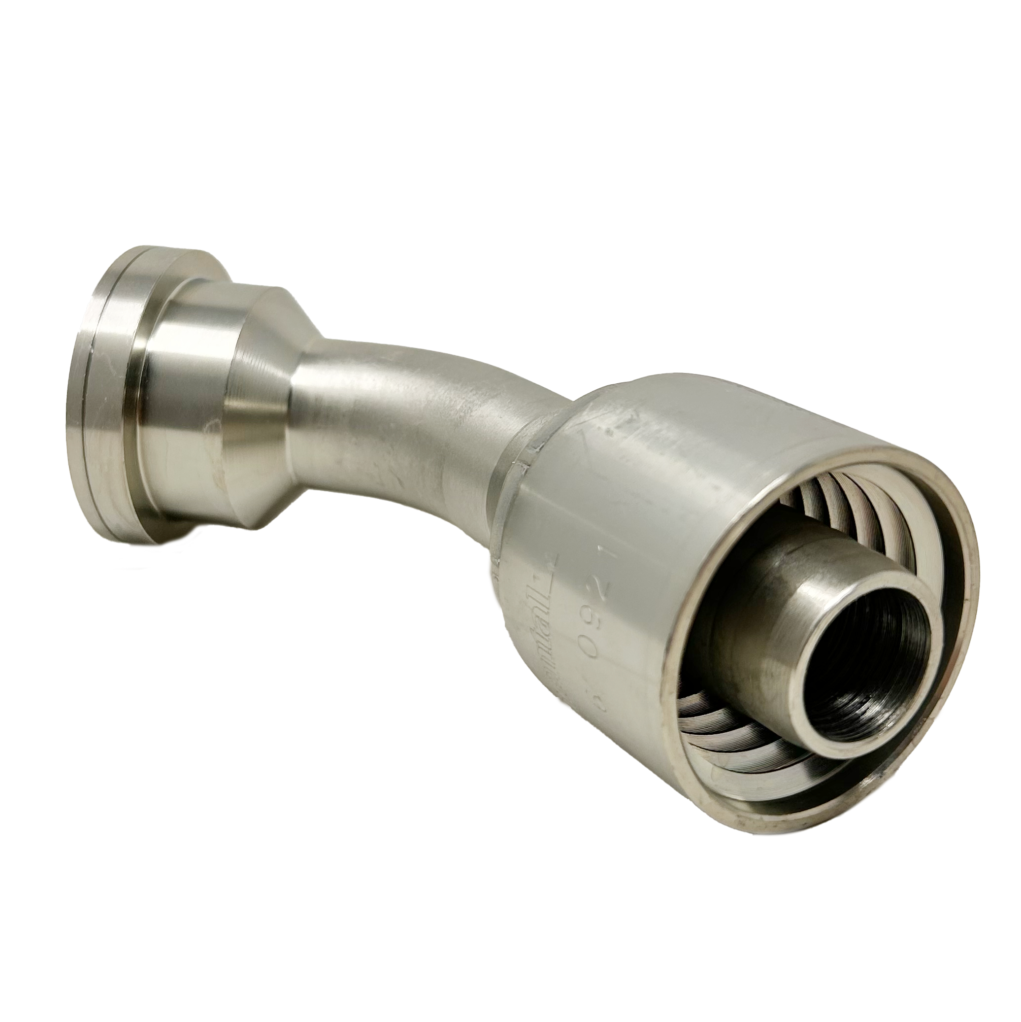 B2-FH45-1620: Continental Hose Fitting, 1" Hose ID x 1.25 (1-1/4") Code 62, 45-Degree Connection