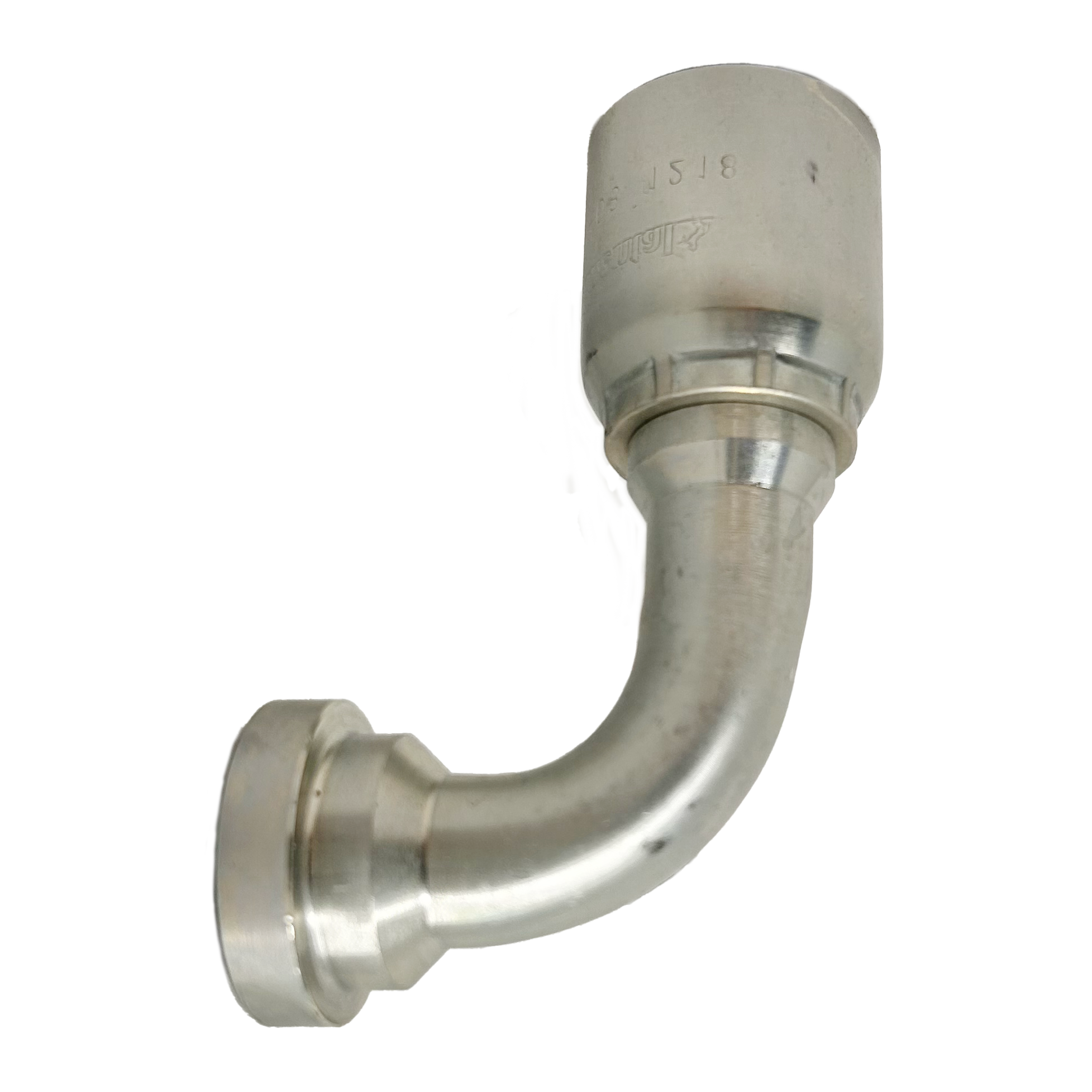 B2-FL90-0812: Continental Hose Fitting, 0.5 (1/2") Hose ID x 0.75 (3/4") Code 61, 90-Degree Connection