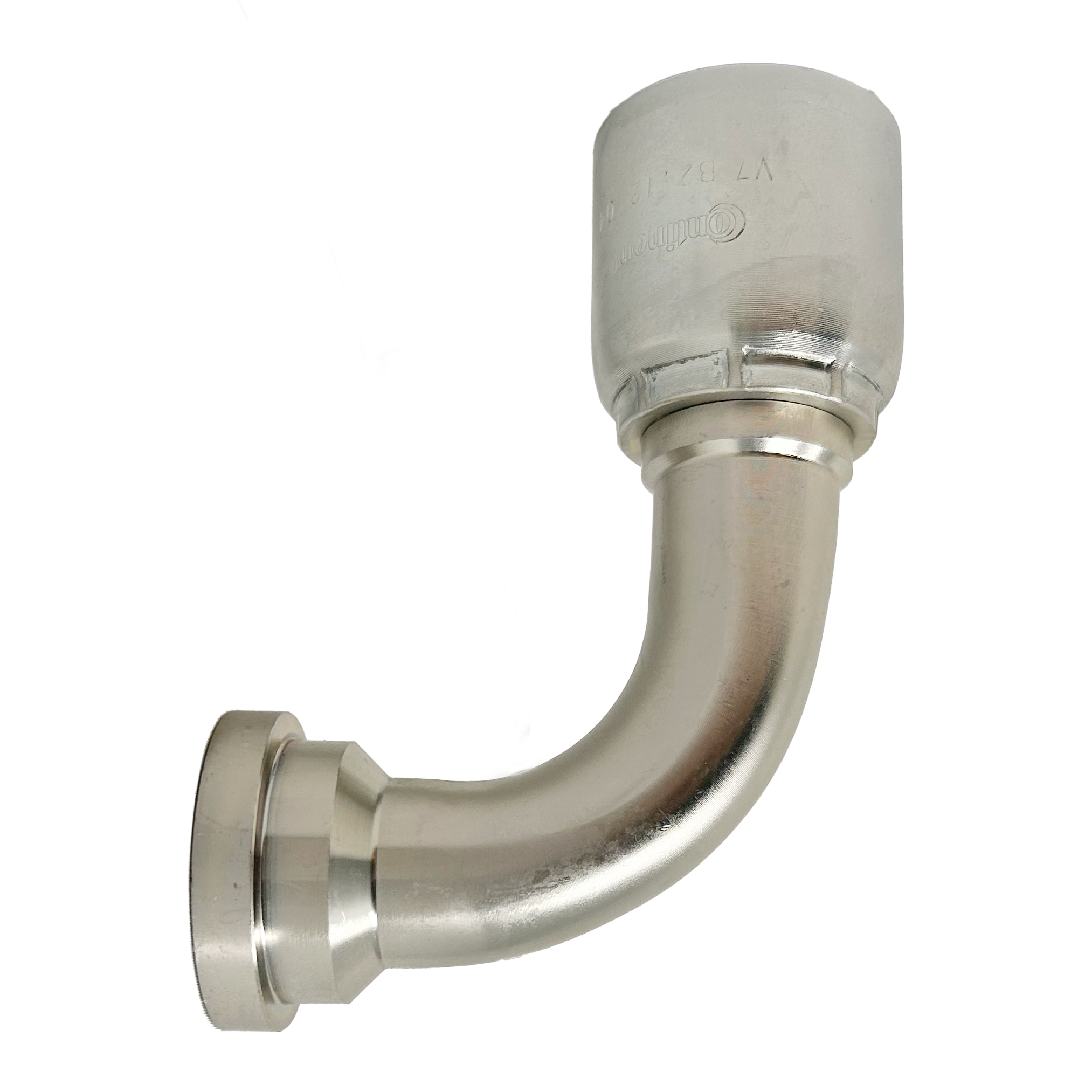 B2-FL90-1212: Continental Hose Fitting, 0.75 (3/4") Hose ID x 0.75 (3/4") Code 61, 90-Degree Connection