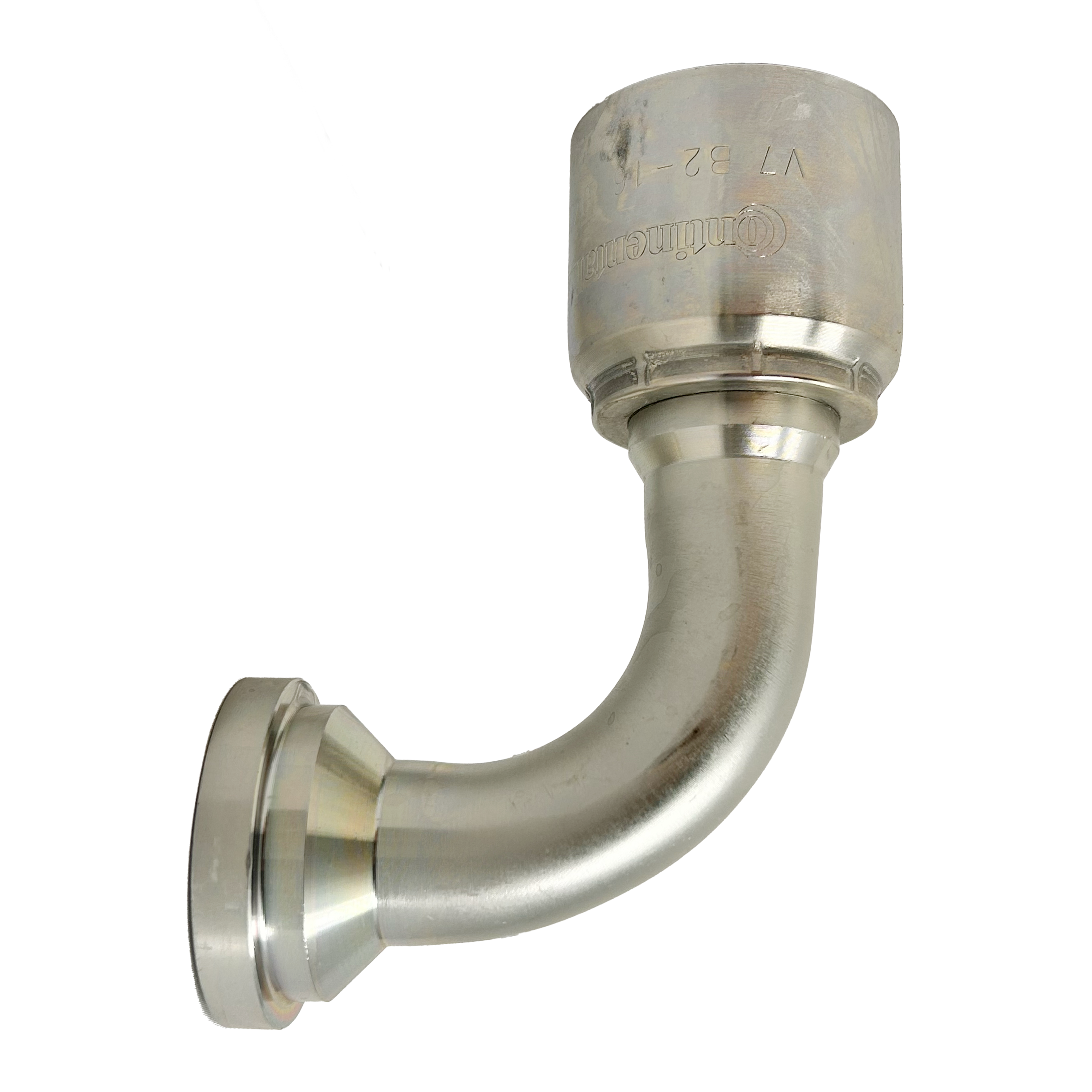 B2-FL90-2016: Continental Hose Fitting, 1.25 (1-1/4") Hose ID x 1" Code 61, 90-Degree Connection