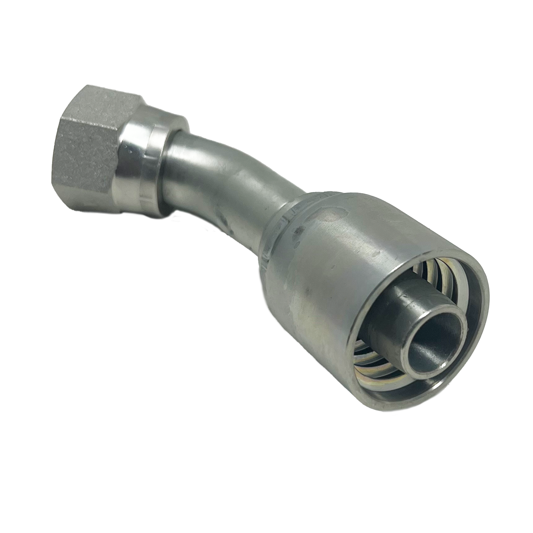 B2-JCFX45-0606: Continental Hose Fitting, 0.375 (3/8") Hose ID x 9/16-18 Female JIC, 45-Degree Swivel Connection
