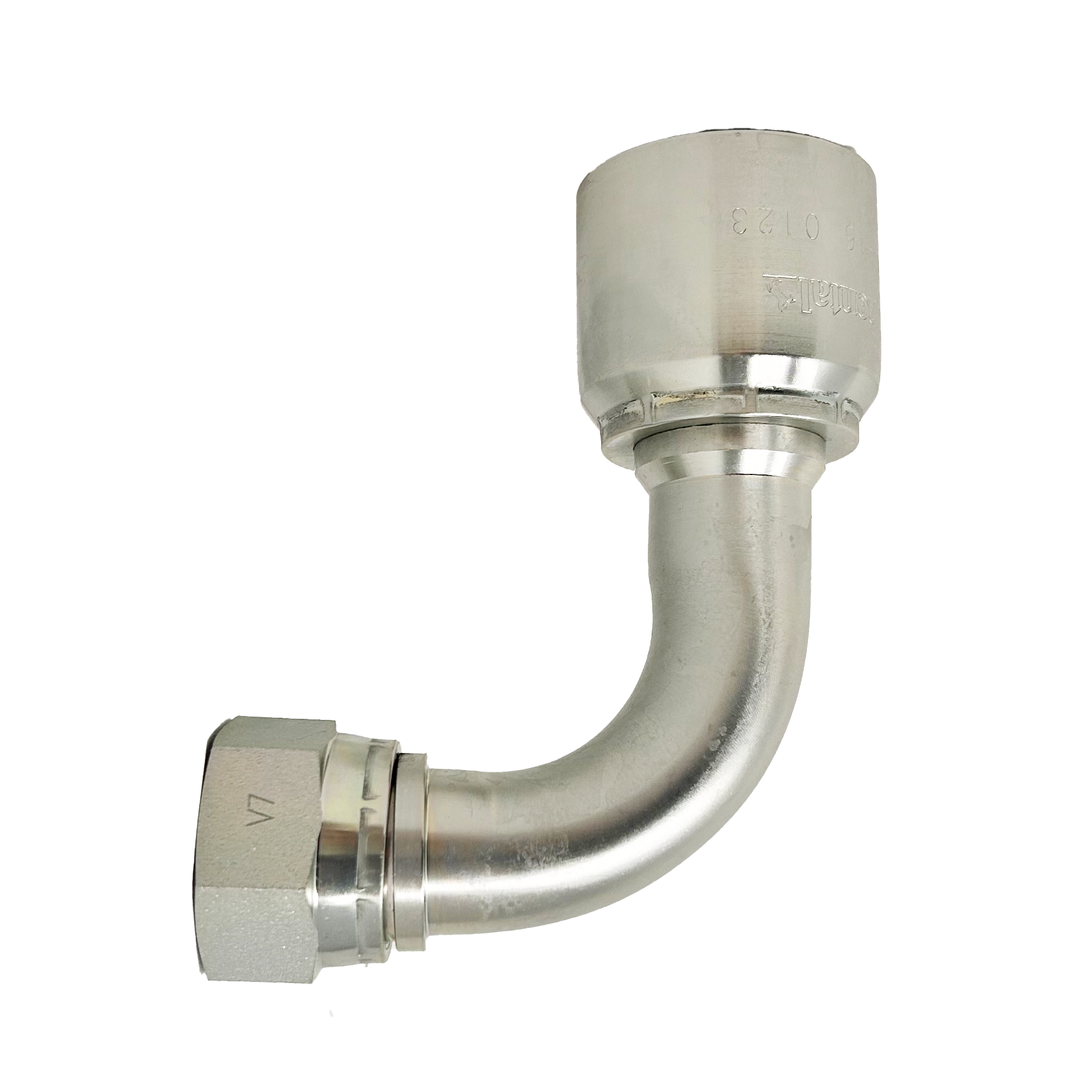 B2-JCFX90-0608S: Continental Hose Fitting, 0.375 (3/8") Hose ID x 3/4-16 Female JIC, 90-Degree Swivel Connection
