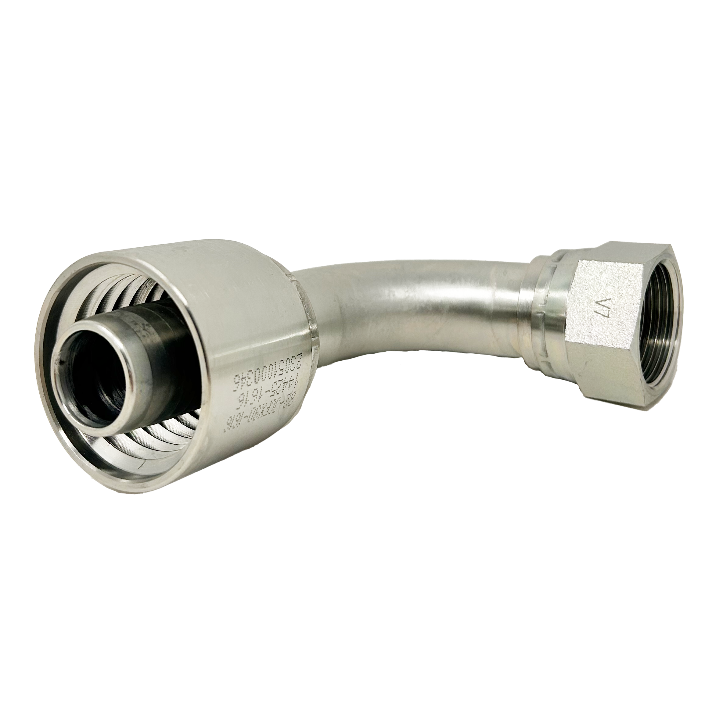 B2-JCFX90-0606S: Continental Hose Fitting, 0.375 (3/8") Hose ID x 9/16-18 Female JIC, 90-Degree Swivel Connection