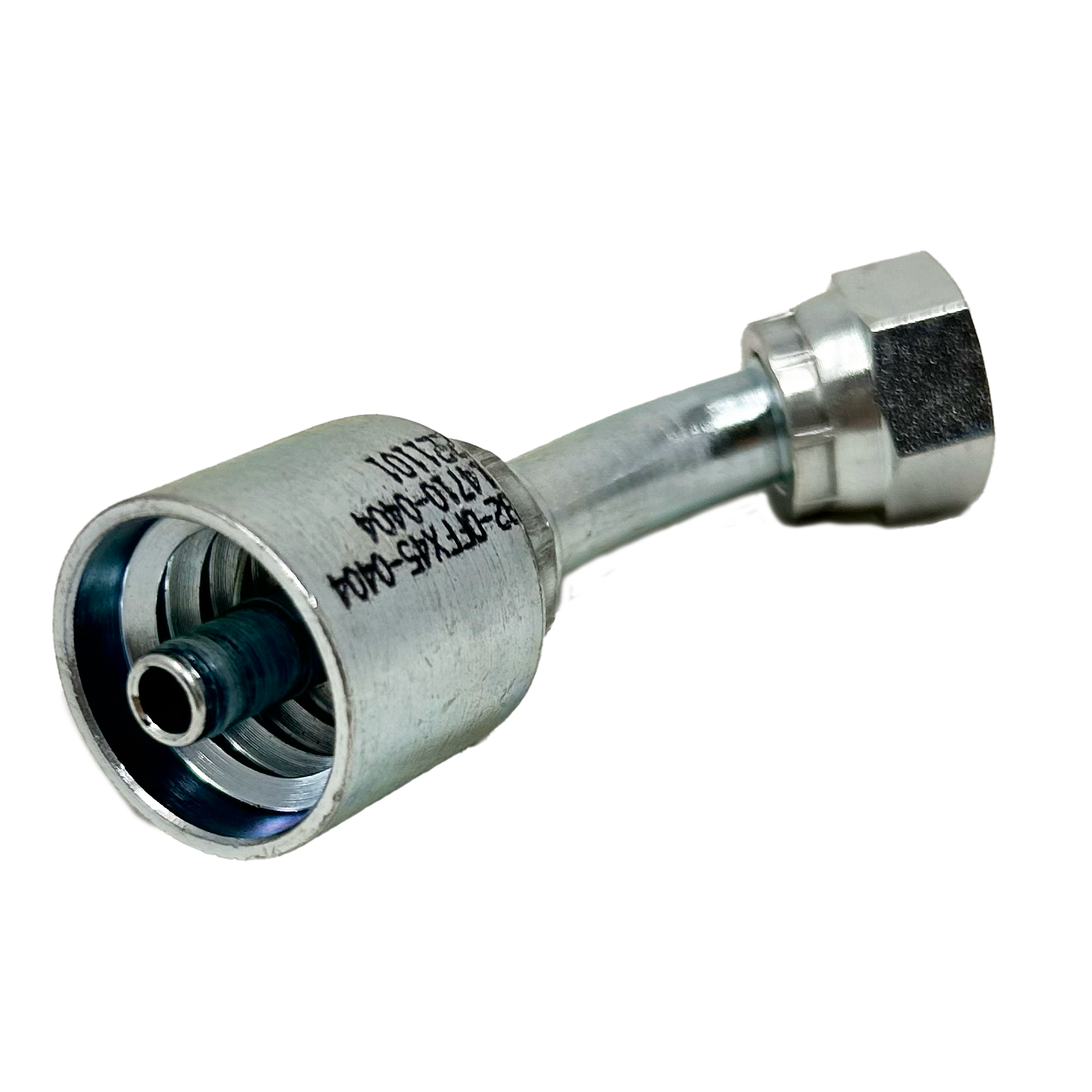 B2-OFFX45-0404: Continental Hose Fitting, 0.25 (1/4") Hose ID x 9/16-18 Female ORFS, 45-Degree Swivel Connection