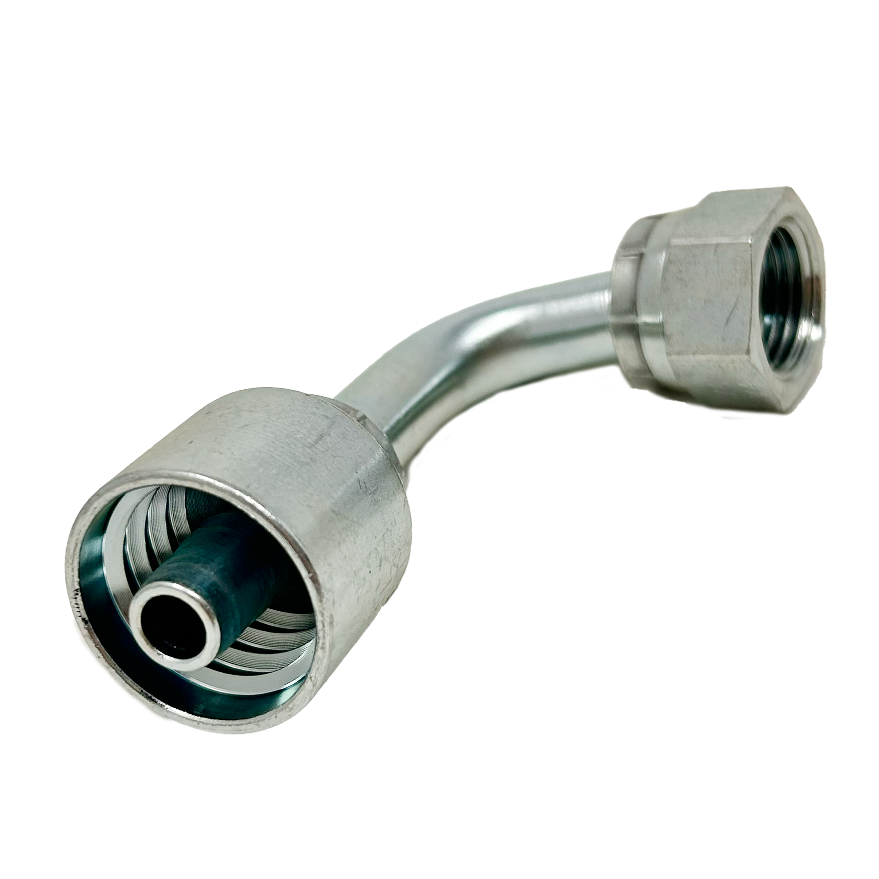 B2-OFFX90-0606: Continental Hose Fitting, 0.375 (3/8") Hose ID x 11/16-16 Female ORFS, 90-Degree Swivel Connection