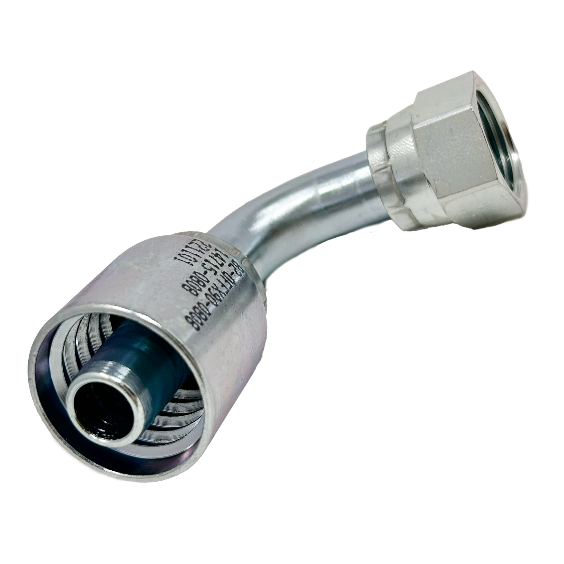 B2-OFFX90-0808: Continental Hose Fitting, 0.5 (1/2") Hose ID x 13/16-16 Female ORFS, 90-Degree Swivel Connection