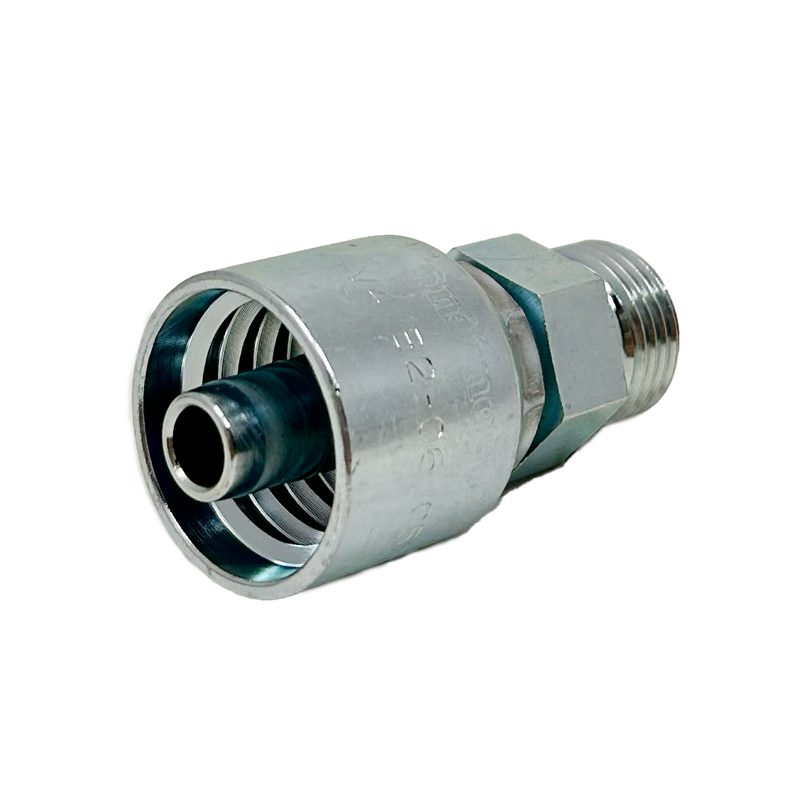 B2-OFM-0608: Continental Hose Fitting, 0.375 (3/8") Hose ID x 13/16-16 Male ORFS, Straight Rigid Connection