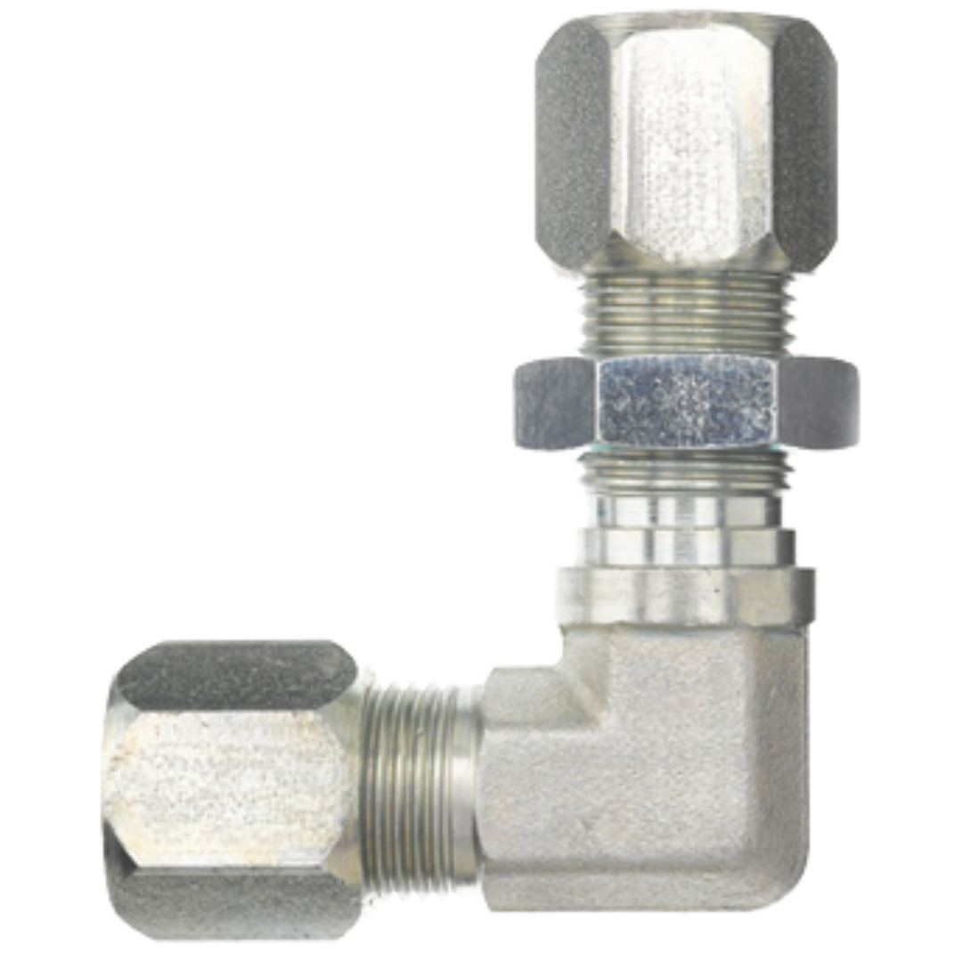 C2701-12-12-SS : OneHydraulics 90-Degree Stainless Bulkhead Union, 1-1/16-12 (-12) Flareless Bite Type Tube Compression Union