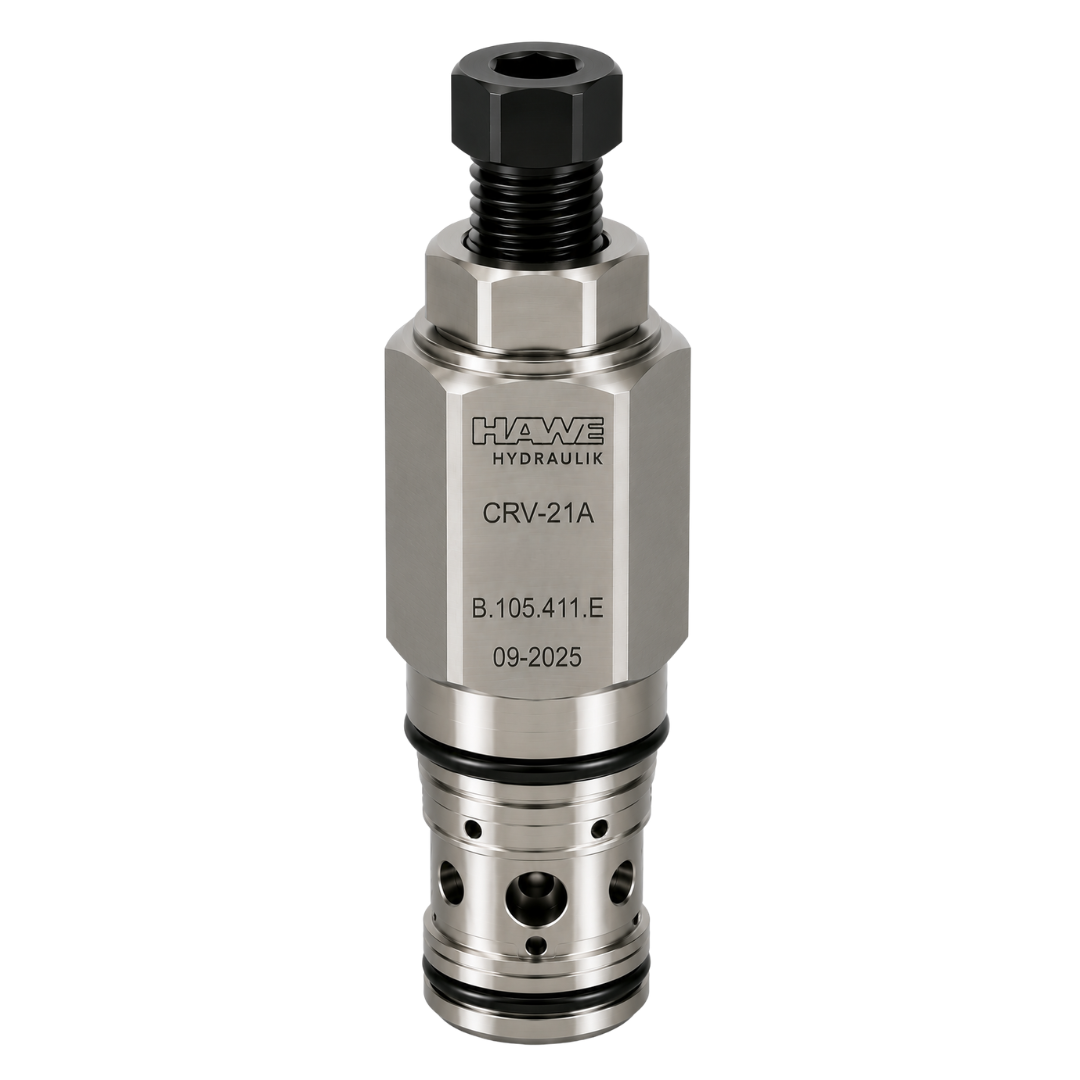 CRV-21A-40-B-L : Hawe Hydraulik Relief Valve, Ventable, Pilot-Operated, Balanced Piston, External Drain, 4 Ports, T-21A Cavity, 15.85GPM, 50-1522psi (1015psi Standard), Hex Socket Screw (similar to RVCD-LBN)