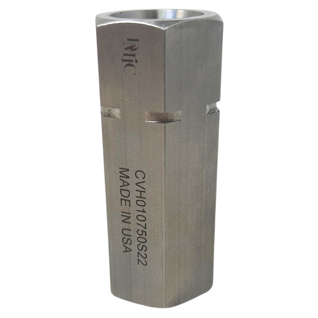 CVH010750S22-FIRE : FIRE SALE CVH01-0750S-22 : DMIC CVH Series Check Valve, 3/4" SAE ORB Ports, Stainless Steel Body and Internals, 10,000 PSI Max Pressure - ALL SALES FINAL