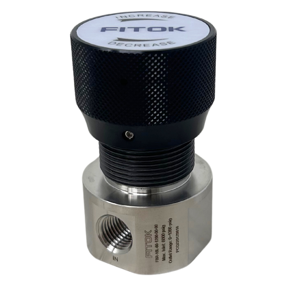 FBR-16L-60-1200-00-00-FIRE : FIRE SALE Fitok FBR-1 Mini Regulator 316SS, 6000 psig inlet, 0 to 1200psig outlet, 1/4" FNPT _ 1/4" FNPT - ALL SALES FINAL