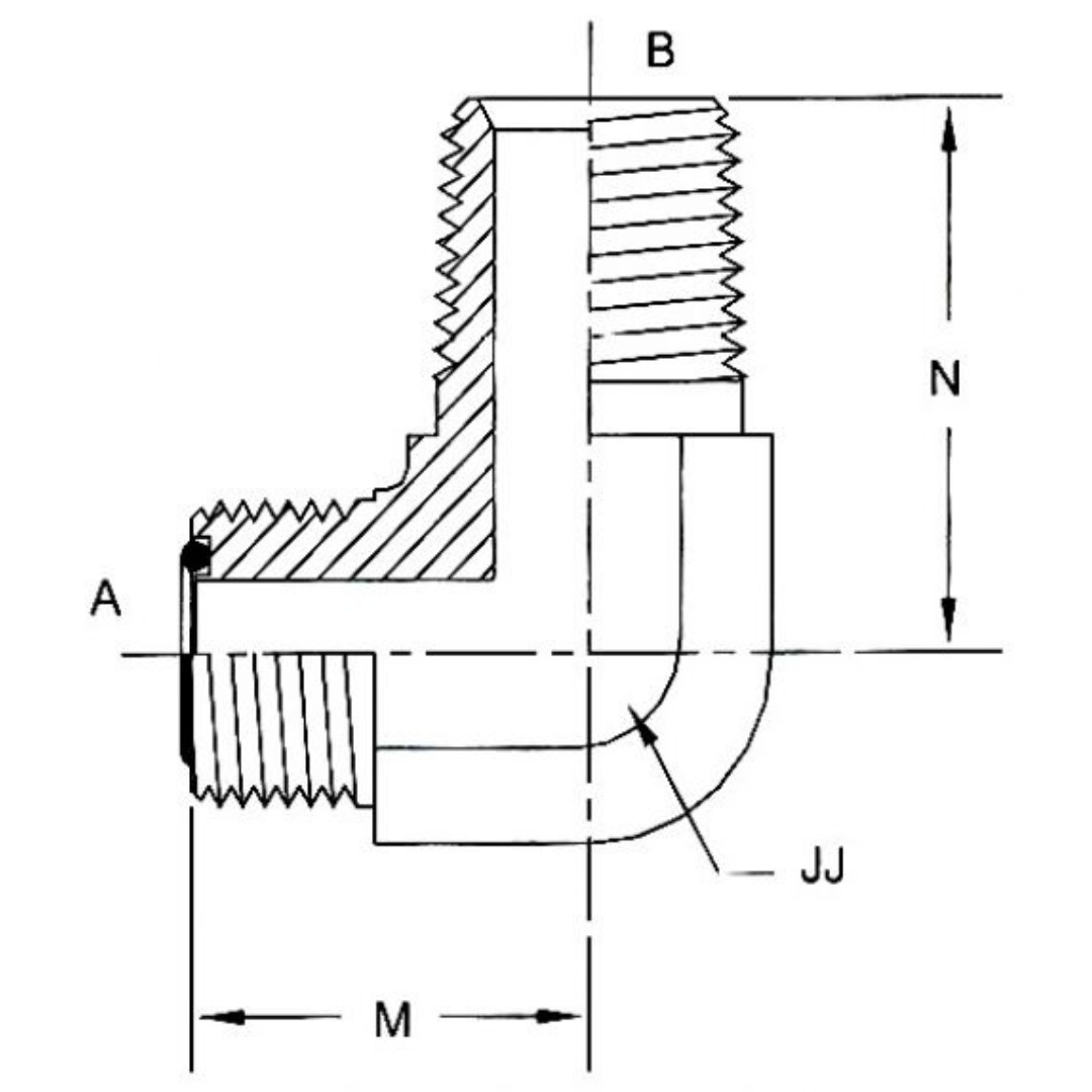 FS2501-20-20-FG : OneHydraulics 90-Degree Steel Adapter, 1-11/16-12 (-20) Male ORFS x 1-1/4-11-1/2 (-20) Male NPTF, 3000psi