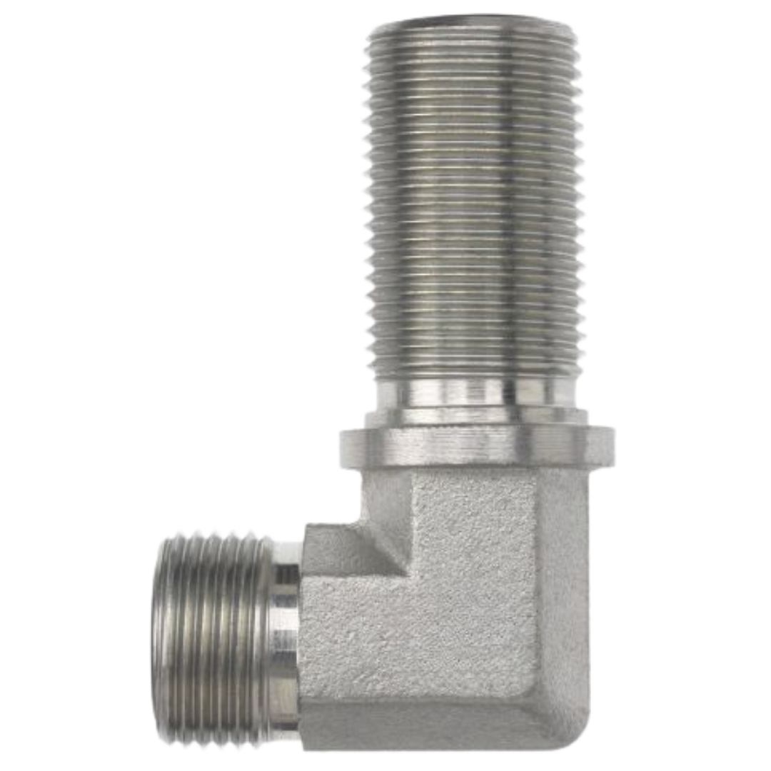 FS2701-08-08-FG : OneHydraulics 90-Degree Steel Bulkhead Adapter, 13/16-16 (-08) Male ORFS x 13/16-16 (-08) Male ORFS, 9200psi