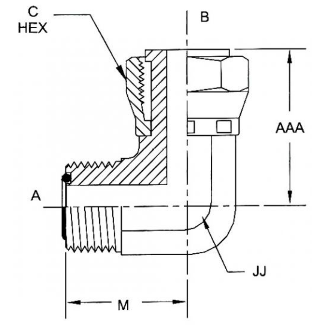 FS6500-08-08-FG : OneHydraulics 90-Degree Steel Adapter, 13/16-16 (-08) Male ORFS x 13/16-16 (-08) Female ORFS Swivel, 9200psi