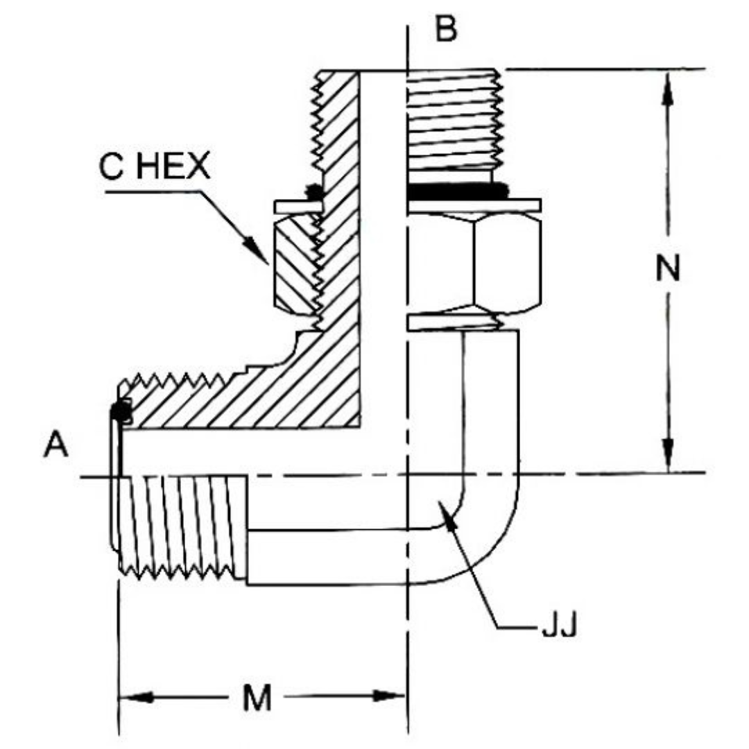 FS6801-10-10-NWO-FG : OneHydraulics 90-Degree Steel Adapter, 1-14 (-10) Male ORFS x 7/8-14 (-10) Male Adjustable ORB, 5000psi