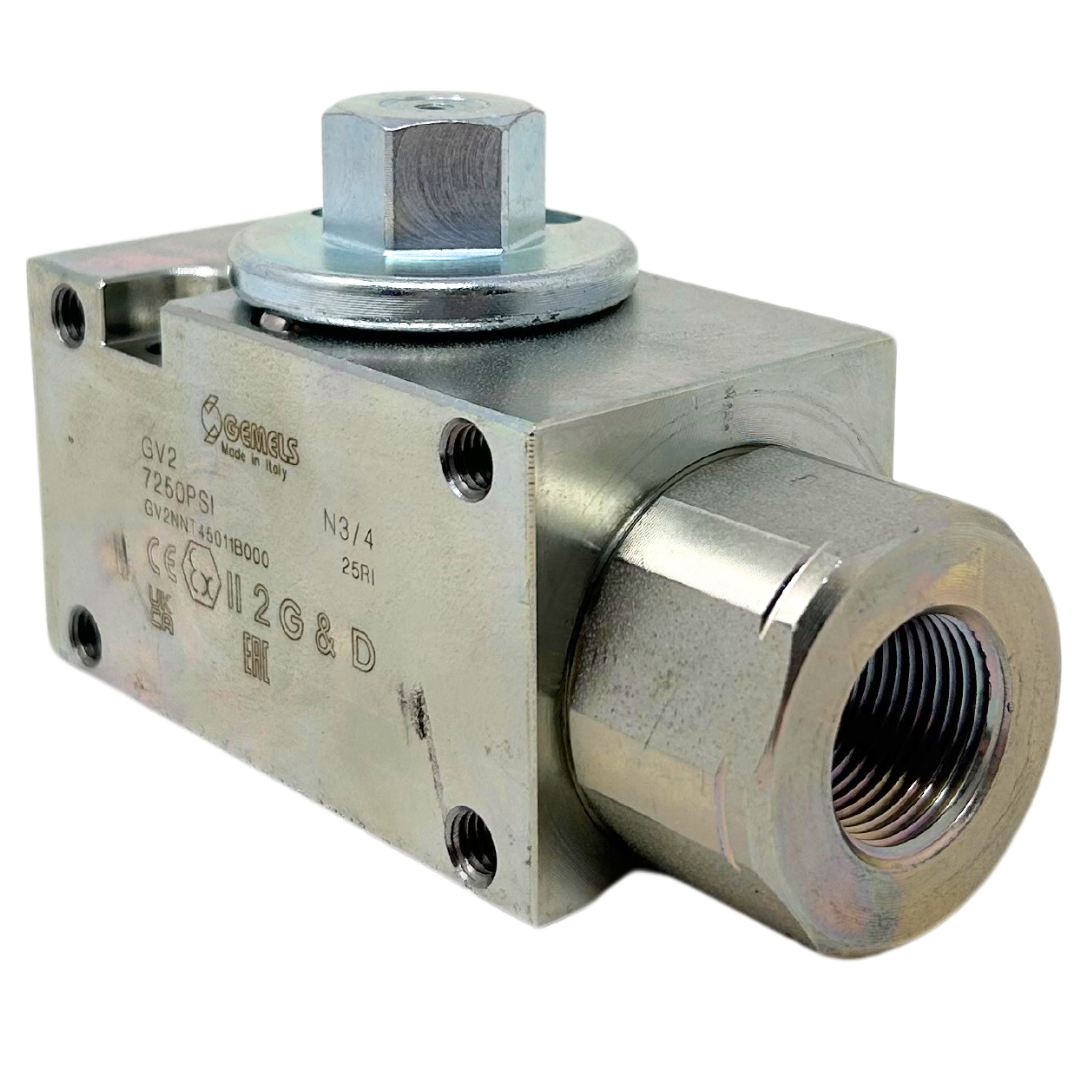 GV2 SAE6 3/8 DN10 1111AE 7250PSI : Gemels Two-Way Excavator Ball Valve, -6 SAE (3/8), 7250psi rated, Carbon Steel