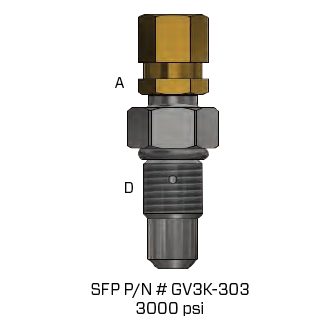 GV3K-303 : SFP Gas Valve Assy for Accumulators 2.5 to 15 Gallons, 3000psi, Standard Valve SAE #3