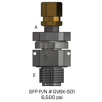 GV6K-S01 : SFP Gas Valve Assy (2.5-15 Gal, 5K PSI) Std. Valve 1/2"-20 Face Seal