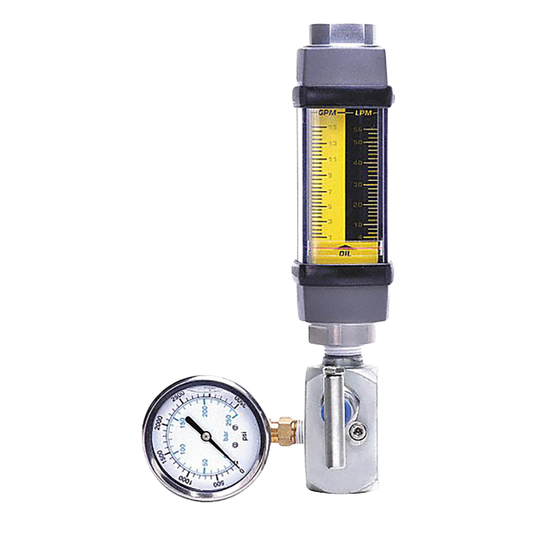 H761A-050-TK : Hedland Test Kit 3500psi Aluminum Flow Meter for Petroleum Fluid, 1" NPT, 5 to 50 GPM, includes Needle Valve & Gauge