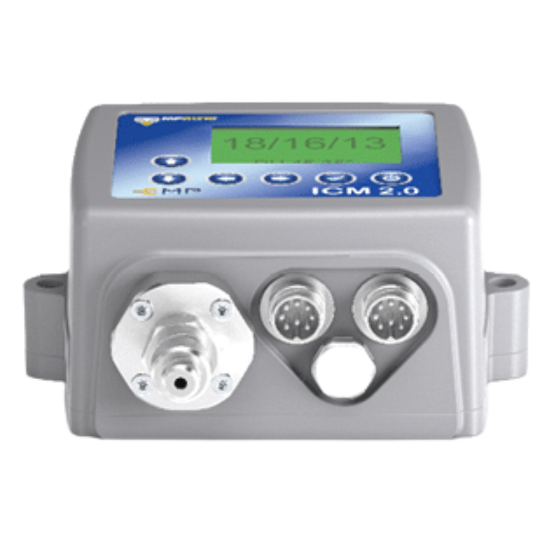 ICMWMKUG12.0 : MP Filtri ICM 2.0 Inline Contamination Monitor, with Moisture & Temp Sensor, for Mineral/Synthetic Oils, with Keypad, with Test Record Transfer, M16x2 Pressure Test Point Connections
