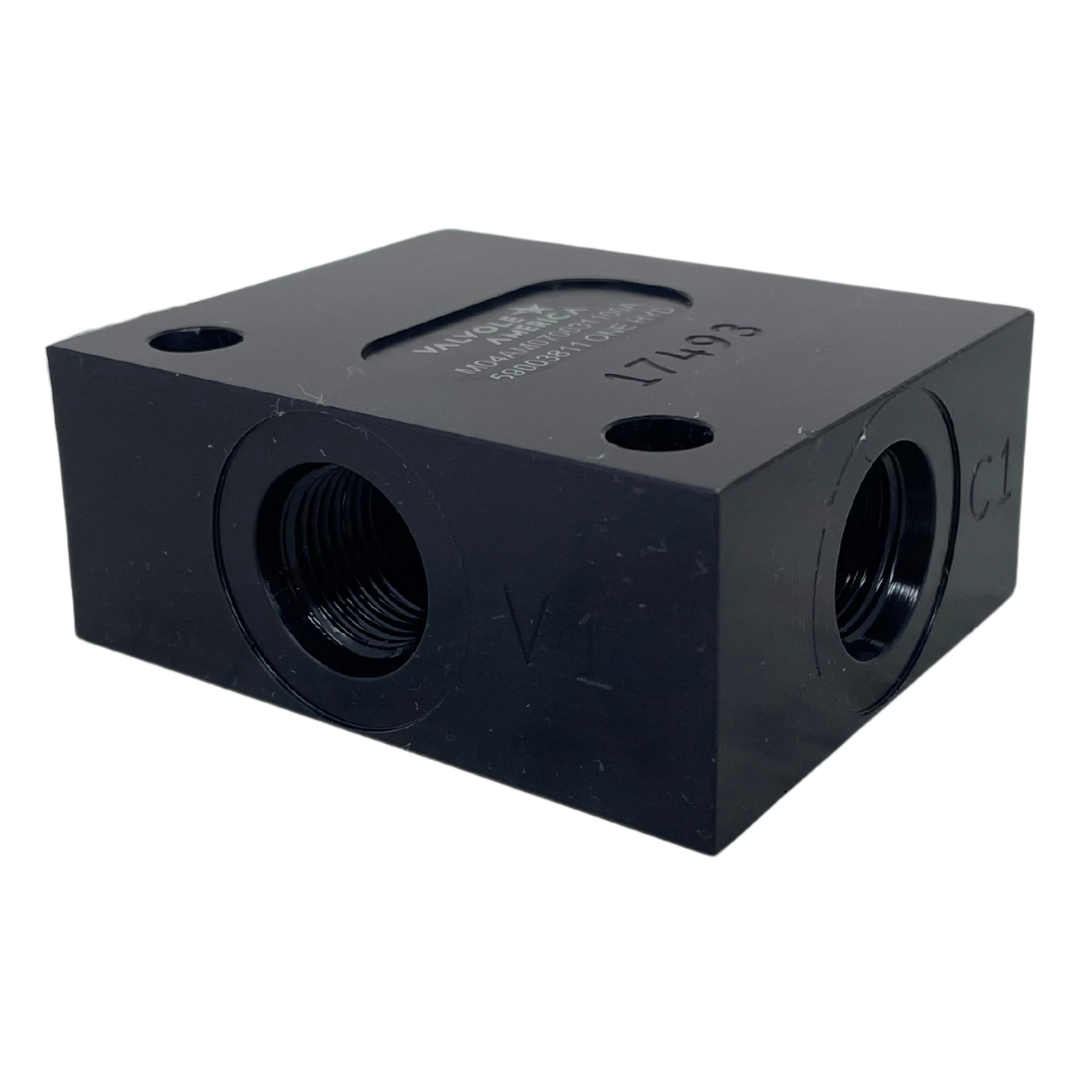 M04AM070031100A-FIRE : FIRE SALE Single T11A counterbalance assembly, 3:1 pilot ratio, set 70 bar (1000 PSI), SAE-8 port, anodized aluminum - ALL SALES FINAL