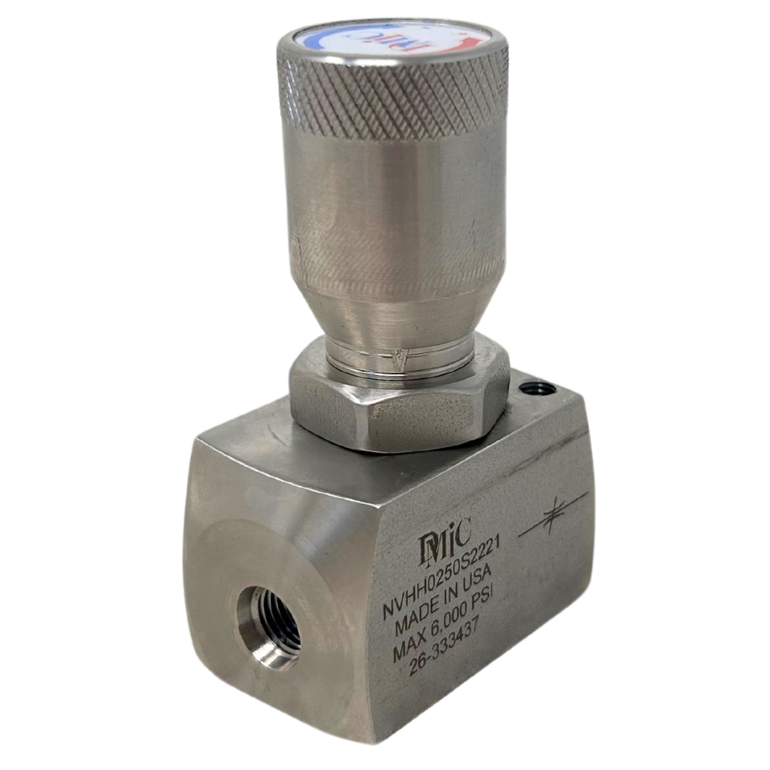 NVHH-0250S-2221-FIRE : FIRE SALE DMIC Needle Valve, 0.25 (1/4") #4 SAE ported, stainless steel - ALL SALES FINAL