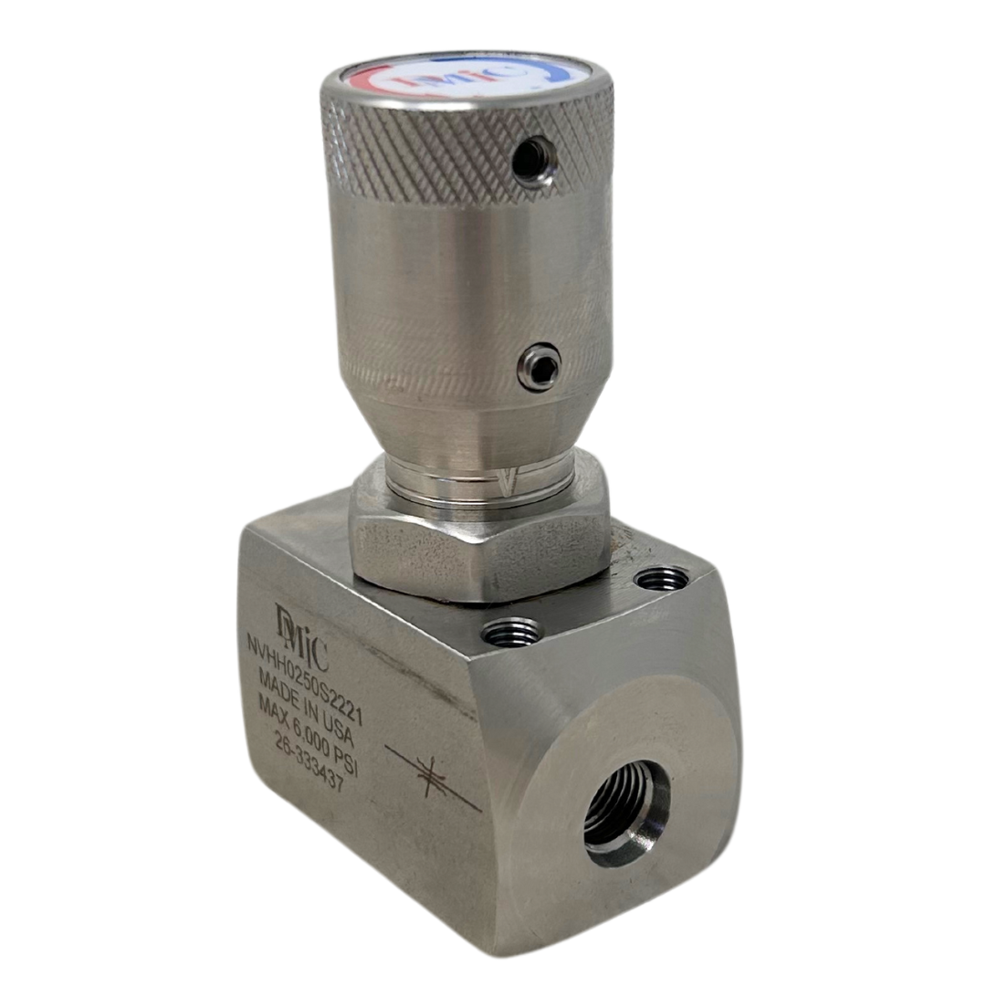 NVHH-0250S-2221-FIRE : FIRE SALE DMIC Needle Valve, 0.25 (1/4") #4 SAE ported, stainless steel - ALL SALES FINAL