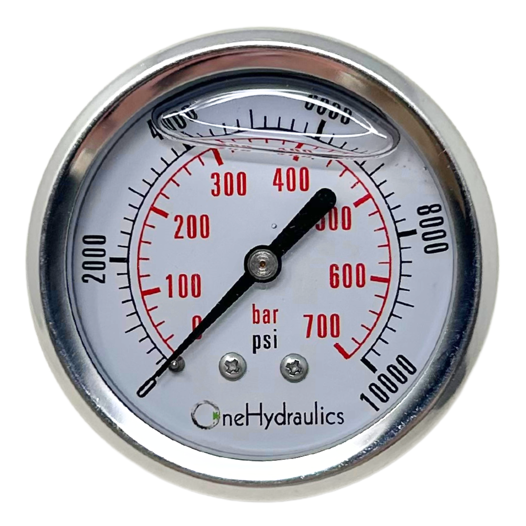 OHI-G-2.5-10K-C-FIRE : FIRE SALE CF1P-700D-OHI : Dynamic CF Series 2.5 Face Pressure Gauge, 0-10,000psi Pressure Range, 1/4 NPT, Center Back, OneHydraulics Logo - ALL SALES FINAL