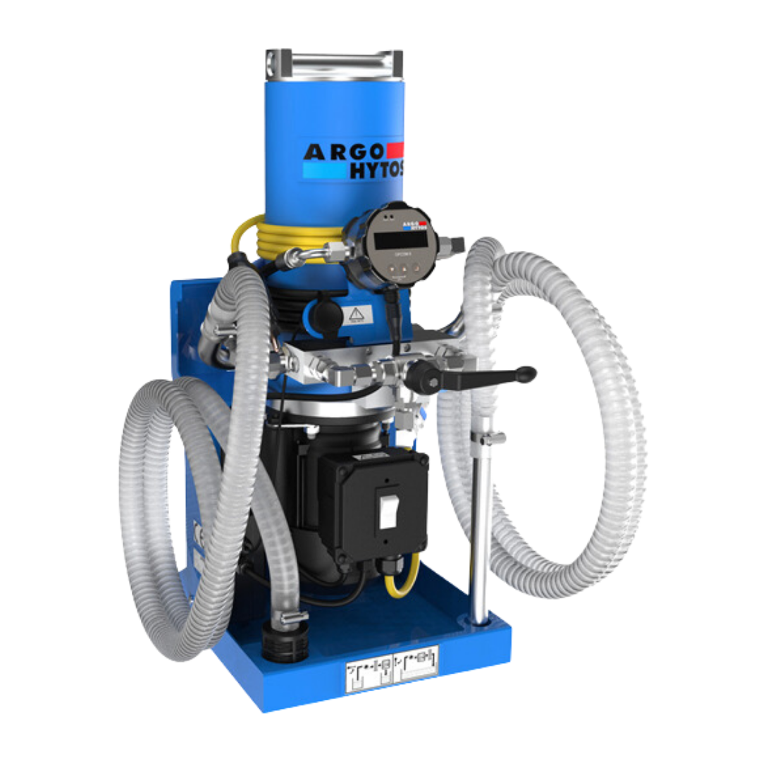 FAPC 016-12175US : Argo Filter Cart, 5GPM, 3-Micron Element, 110VAC 60Hz motor, 5.9ft suction hose, 6.6ft pressure hose, with OPCOM onboard Particle Monitoring System