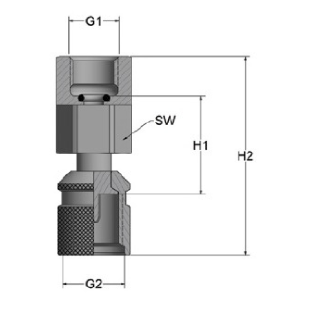 PGAM1620CBN1/4 : Anchor Direct Pressure Gauge Adapter, 1/4" (-04) Female NPT x M16 x 2, Zinc Nickel Plated Carbon Steel, Buna Seals