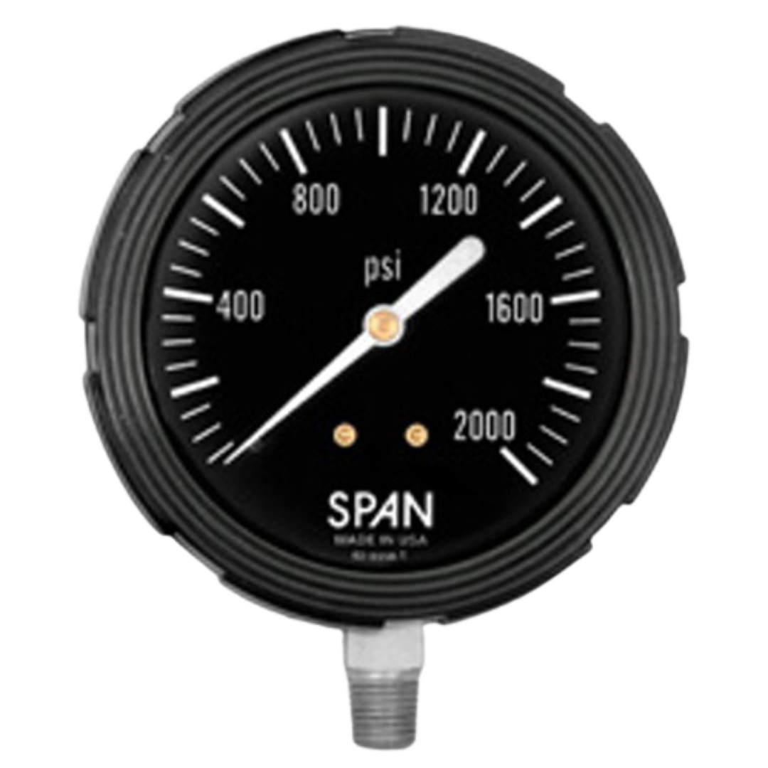 SUB/LFS-212-200-G-CERT : SPAN Subsea Pressure Gauge, White on Black Dial, Glycerine Fill, 2.5" Face, 0-200psi  Range, 1/4" NPT, Stem Mount