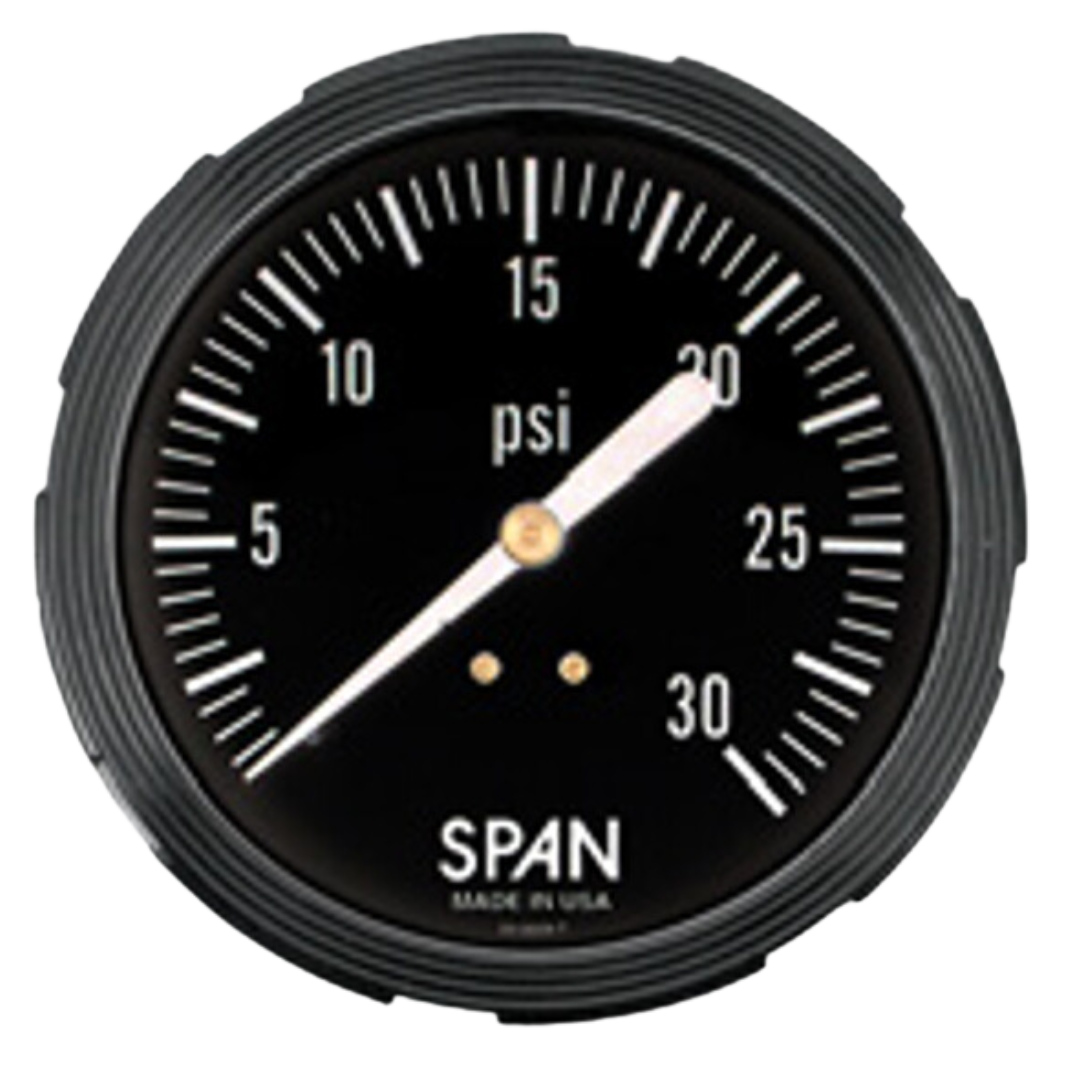 SUB/LFP-312-10000-G-CERT : SPAN Subsea Pressure Gauge, White on Black Dial, Glycerine Fill, 3.5" Face, 0-10000psi  Range, 1/4" NPT, Panel Mount U-Clamp
